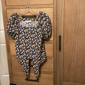 LOFT Petite Tie Wrap Multicolor Floral Top